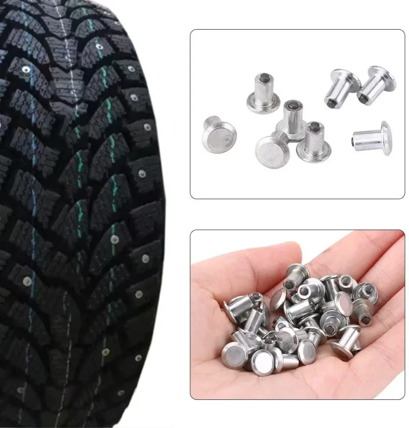 Wheel Tyre Stud Screws Snow Tire Spikes Tyre Screw 6.5mm/0.26" for Bike Motorcycle ATV Shoes Universal Anti-Slip Stud Nails