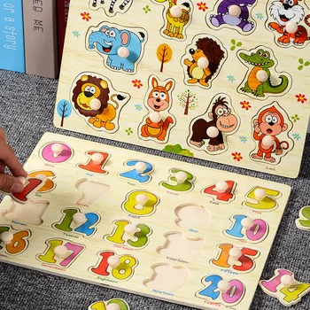 Jouets Montessori pour bébé, puzzle à chevilles en bois