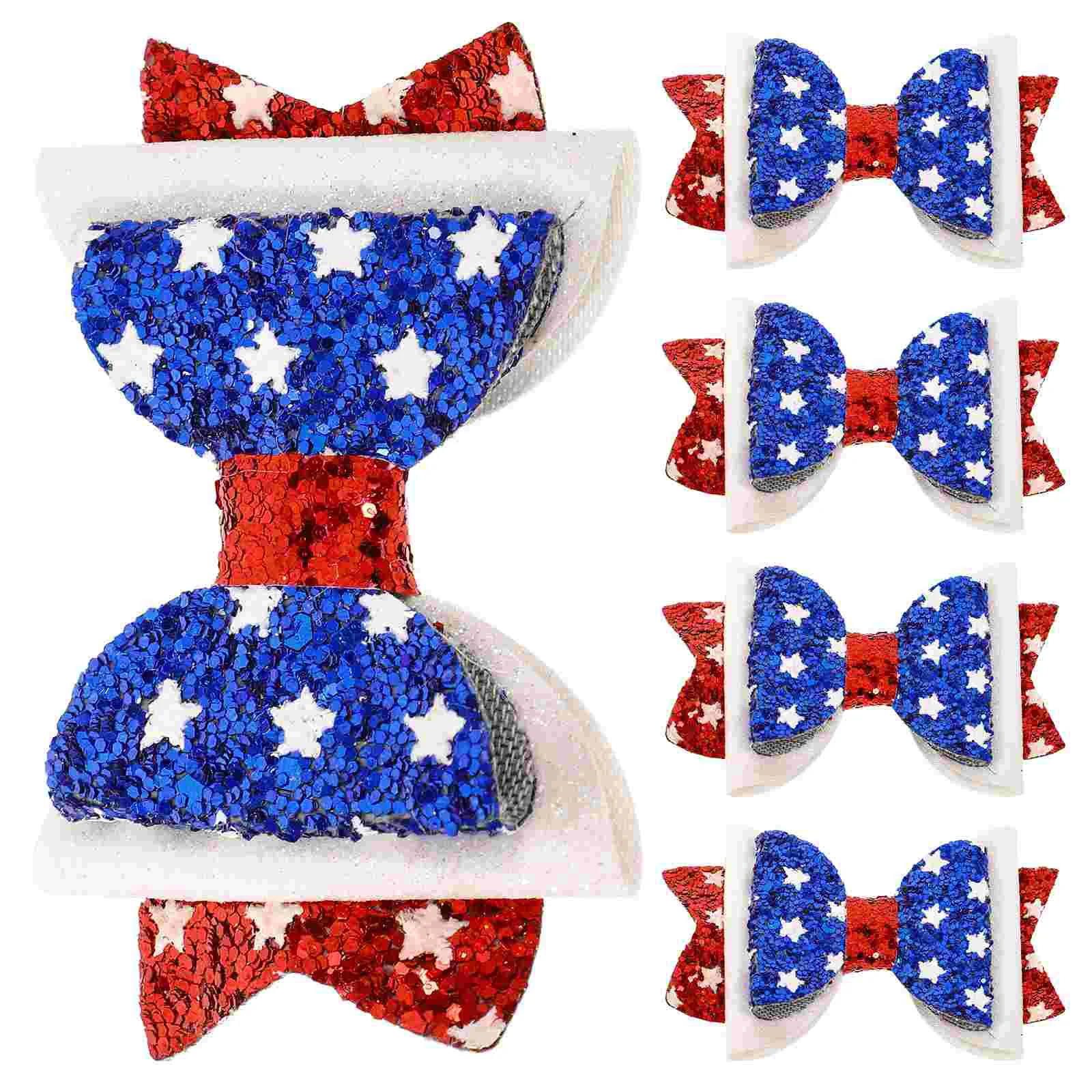 

5 Pcs Bow Hairpin Girls Clips for Thin Patriotic Accessories Artificial American Flag 4th of July