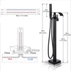 Floor Standing Faucet Bathtub Shower Floor Mounted Tub Filler Faucet Brass Bathroom Tub Faucets with Hand Shower 3