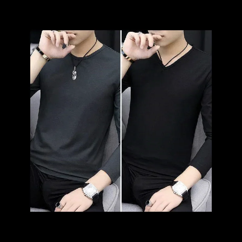 Round neck dark gray + V-neck black