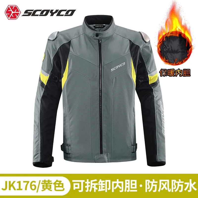 SCOYCO Autumn Winter Cycling Clothing Anti-fall Breathable Men Detachable Liner Protection Waterproof Motorcycle Rid