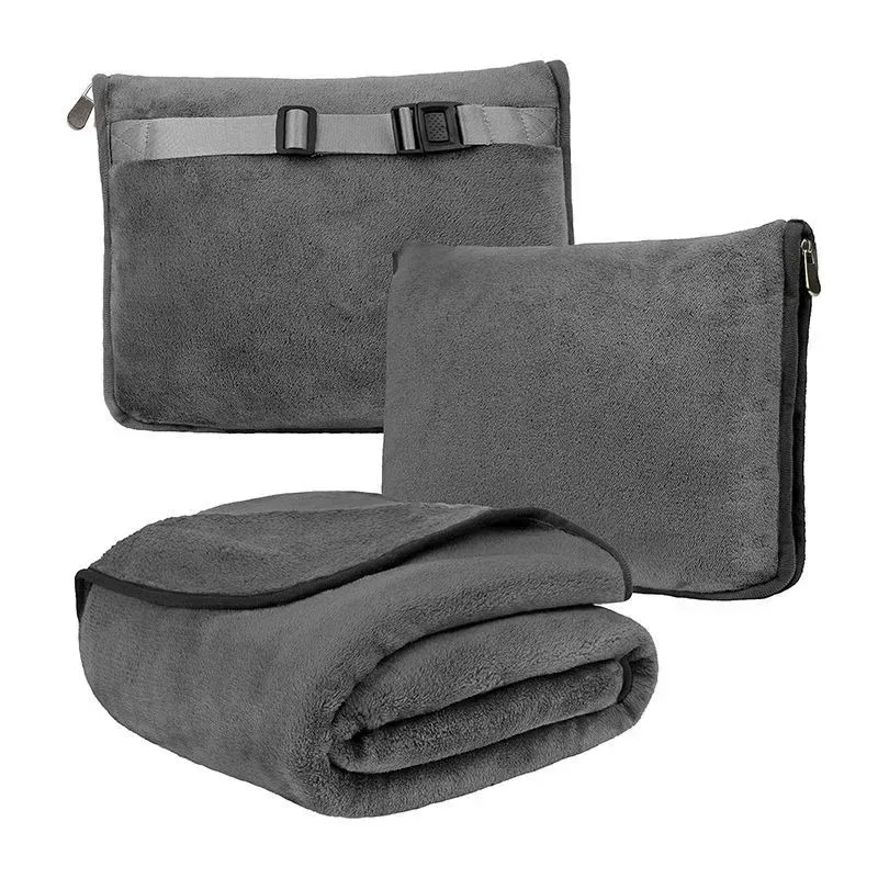 2-in-1 Multi-Functional Travel Airplane Storage Flannel Blanket