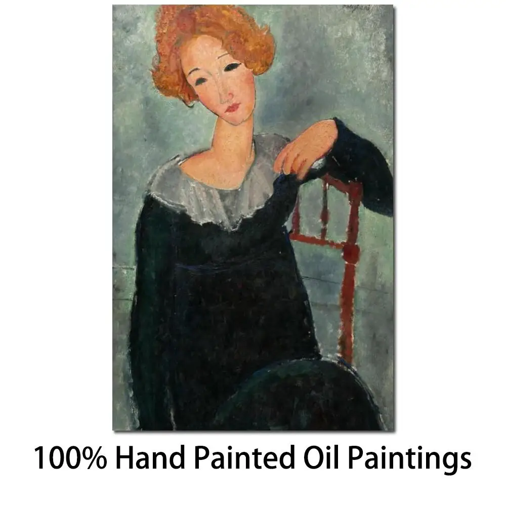 

Современные портреты искусство настенный Декор Женщина с красными волосами высокое качество Amedeo Modigliani живопись ручной работы холст искусство для спальни