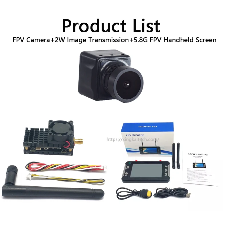 Kit FPV complet 5.8Ghz 48CH 2W avec caméra 1200TVL et écran DVR 4.3 pouces pour drone RC, prêt à l'emploi.