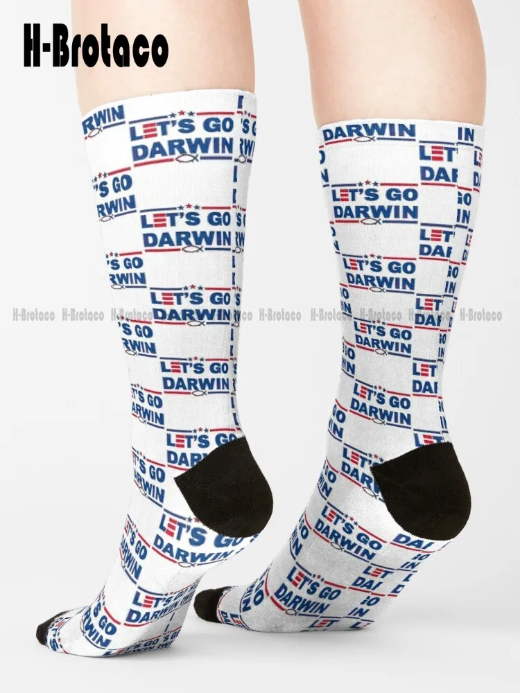 

Let'S Go Darwin Socks Blue Socks Comfortable Best Girls Sports Custom Gift Retro Gd Hip Hop Street Skateboard Socks Casual Art