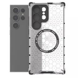Magnetic Crystal Honeycomb Shockproof Soft Shell with Mag - safe and Air - cushion Protection - Galaxy S25 Plus (Clear)