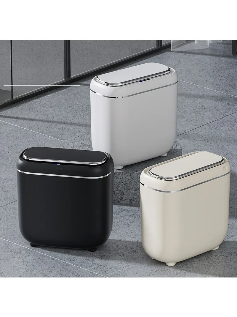 Automatic Smart Bathroom Trash Can with Lid 4