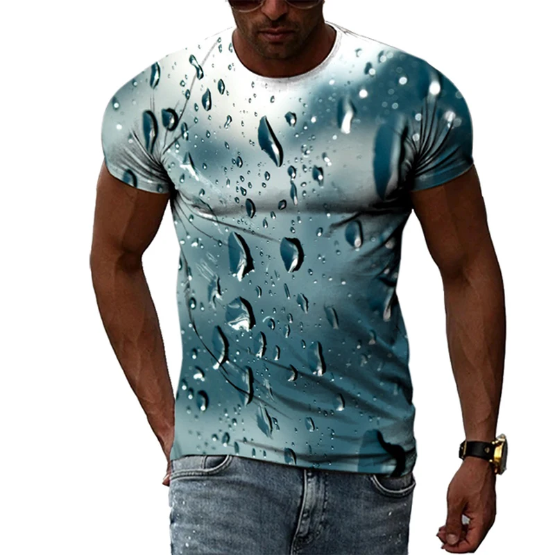 

Rain Scene Summer Harajuku Design Fashion Men T shirt Hot Summer 3D All Over Printed Tee Tops shirts Unisex T shirt
