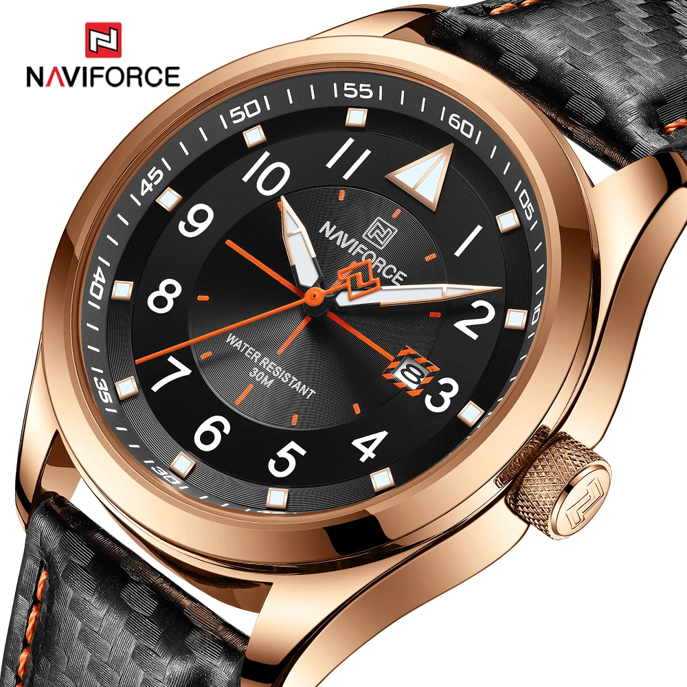 

NAVIFORCE Новые Модные Военные мужские часы роскошные кожаные часы водонепроницаемые мужские Кварцевые спортивные часы армейские светящиеся наручные часы