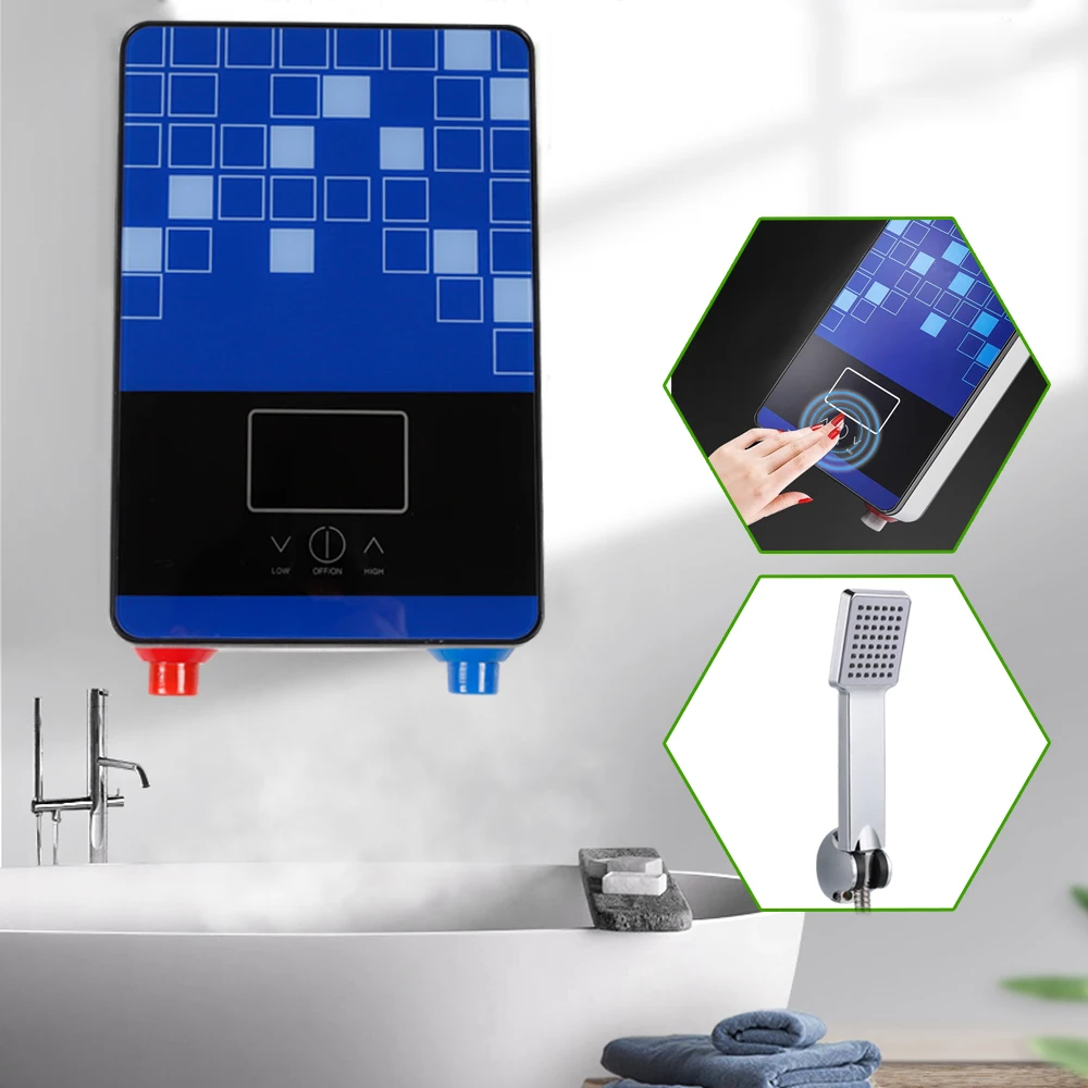 Tankless Electric Hot Water Heater 4500W 110V Instant Water Heater On Demand Bath Shower LED Screen Display for Bathroom