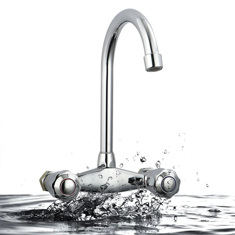 

Copper kitchen faucet kitchen faucet wall type double handle double control cold and hot