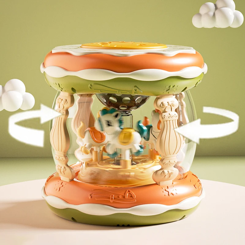 Baby Music Toy Carousel Rotary Projector Hand Drum Infant Montessori Early Educational Singing Sensory Toy Toddler Gift 1-3 Year 5