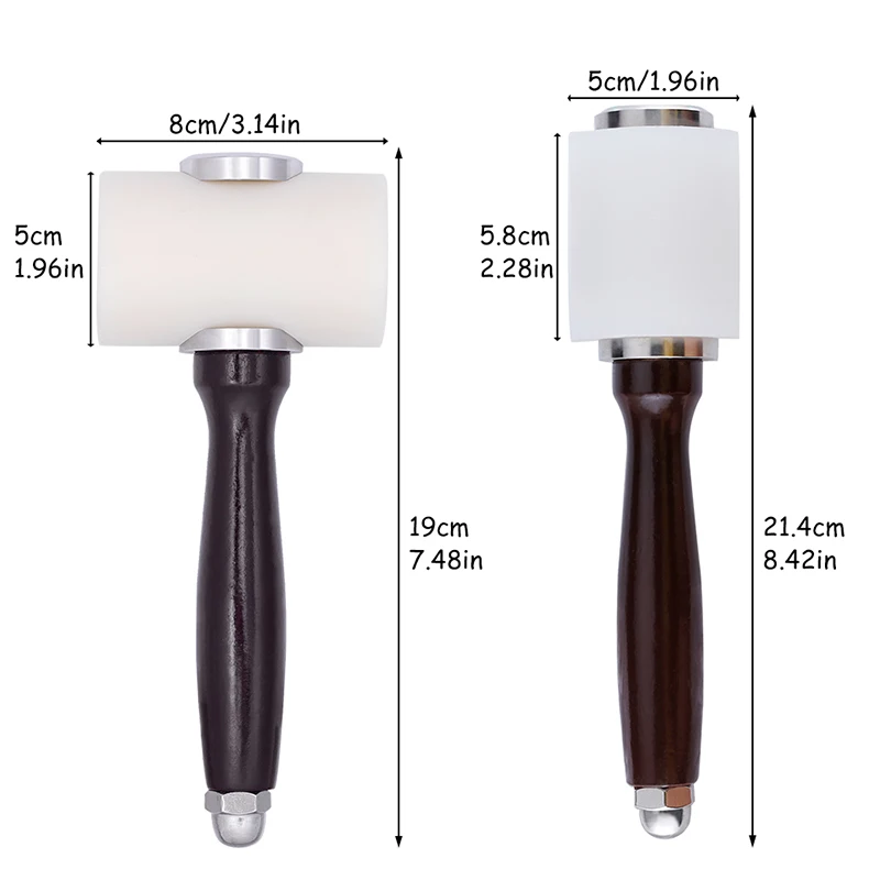 Leather Carving Hammer Professional Leather Carve Hammer Nylon Hammers Mallet Wood Handle For Leathercraft Punch Printing Percussion DIY Tool