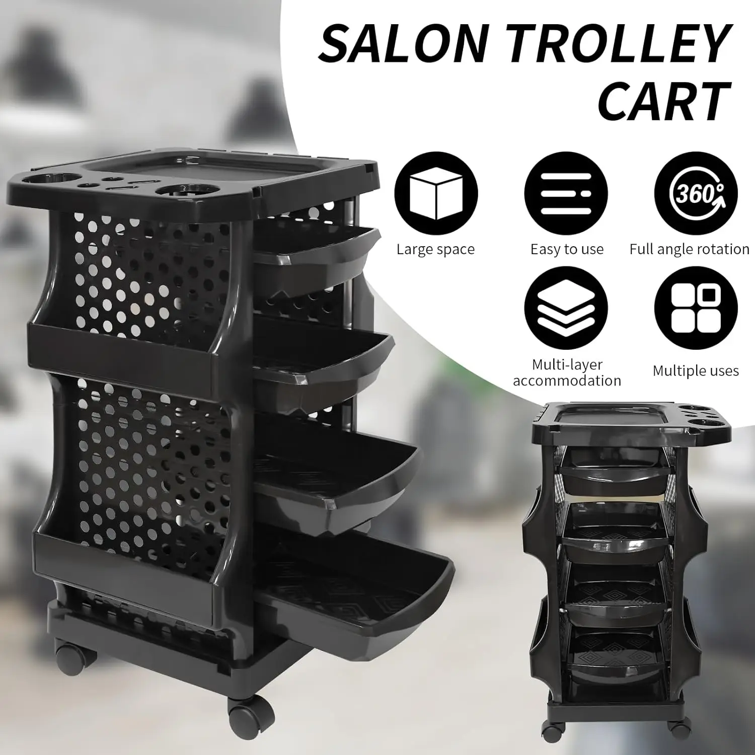 Speciality Barbershop Beauty Salon Rolling Cart Hairdressing Storage Trolley Cabinet Large Capacity Moveable Trolley Barber speciality barbershop trolley rolling carthigh capacity hair cabinet tool tray trolley multifunctional barber cart storage stand