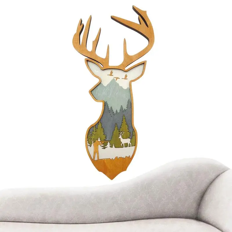 

Рождественский олень, Настенный декор, деревянные 3D Животные, резьба на стену, искусство, деревенский олень, декор кабины, реалистичный олень, настенные подвесные скульптуры