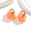 Boucles d'oreilles en forme de fleur acrylique colorée pour femmes et filles, cercles en acier inoxydable, tendance 2025, bijoux cadeaux