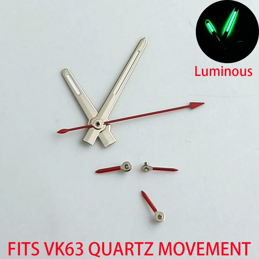 Watch Hands Fits VK63 VK63A quartz Movement Hands green luminous watch accessories