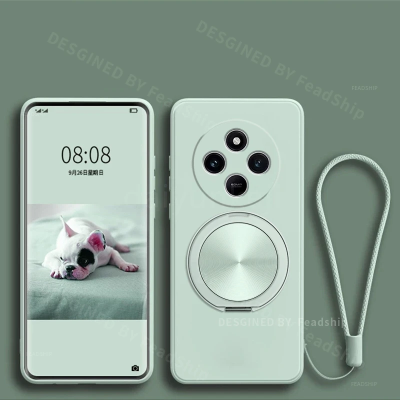 Silicone Phone Case with Magnetic Holder and Screen Protector - Soft Cover with Bracket