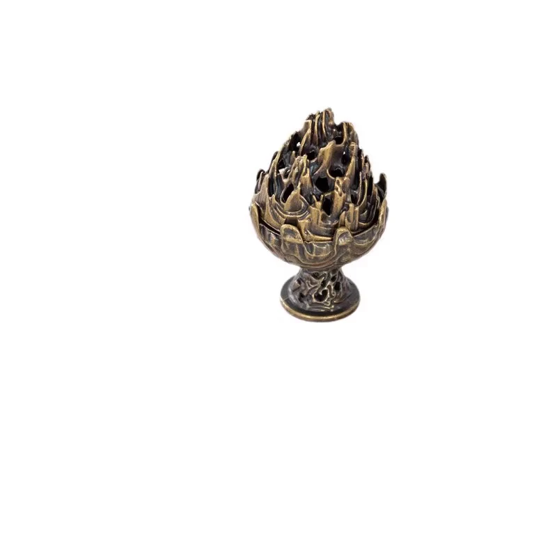 Creative Mini Aromatherapy Furnace, Home Indoor Ceremony Decorations, Chinese style Metal Boshan Shape Small Incense Burner, 1Pc