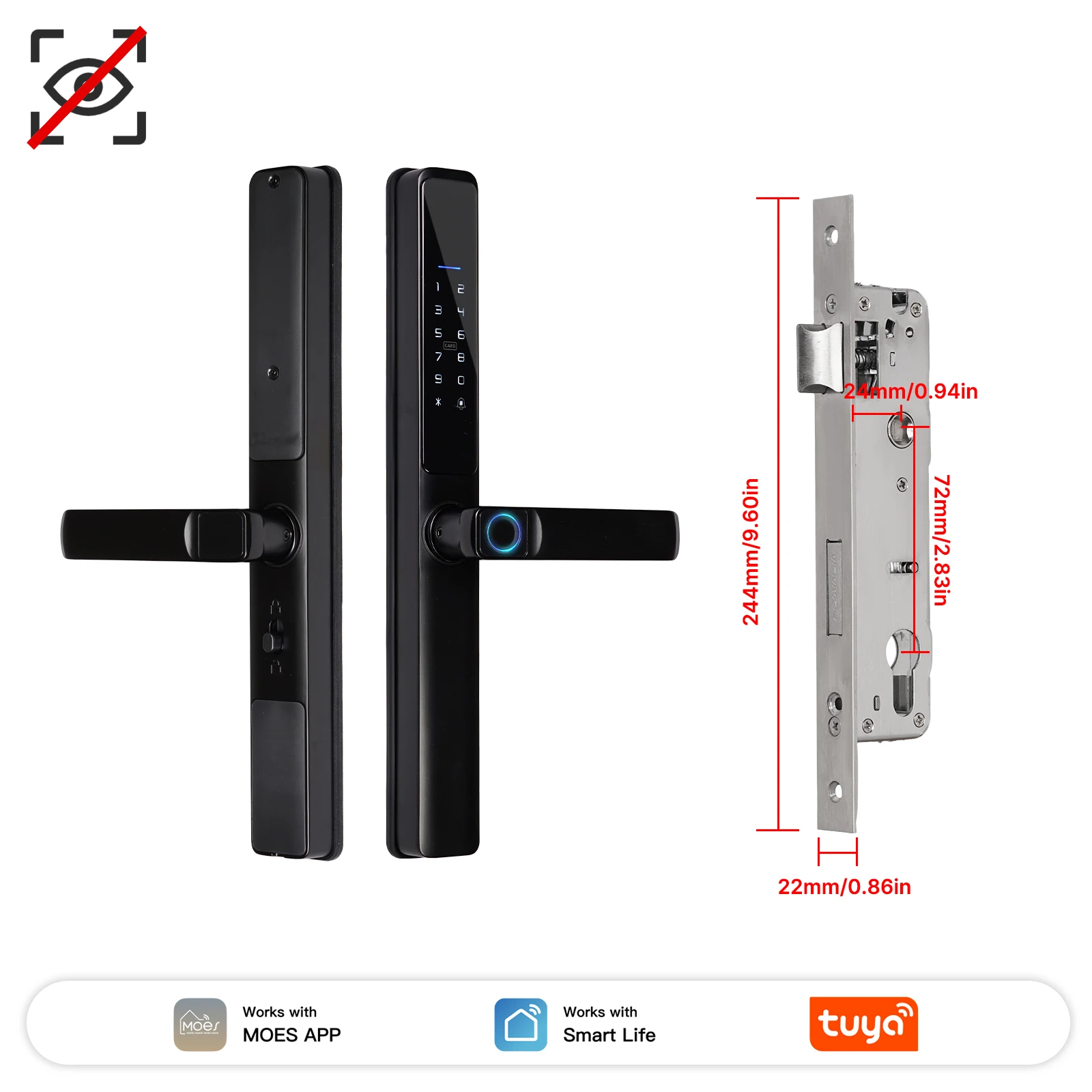قفل باب ذكي MOES واي فاي بصمة وكلمة مرور