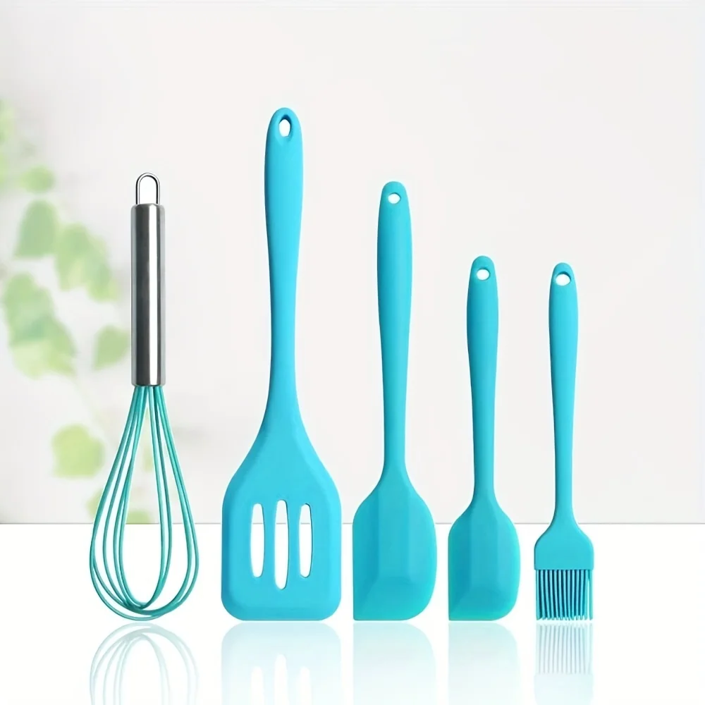 Silicone Kitchenware Cooking Utensils Set Non-stick Cookware Spatula Shovel Egg Beaters Wooden Handle Kitchen Cooking Tool Set