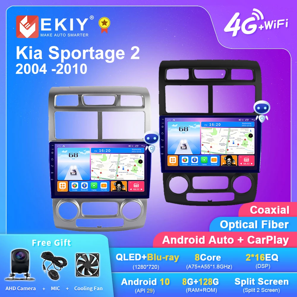 EKIY T7 Android 10 Car Radio For Kia Sportage 2 2004 2005 2006 2007-2010 Android Auto Multimedia Player Stereo BT 2din DVD HU