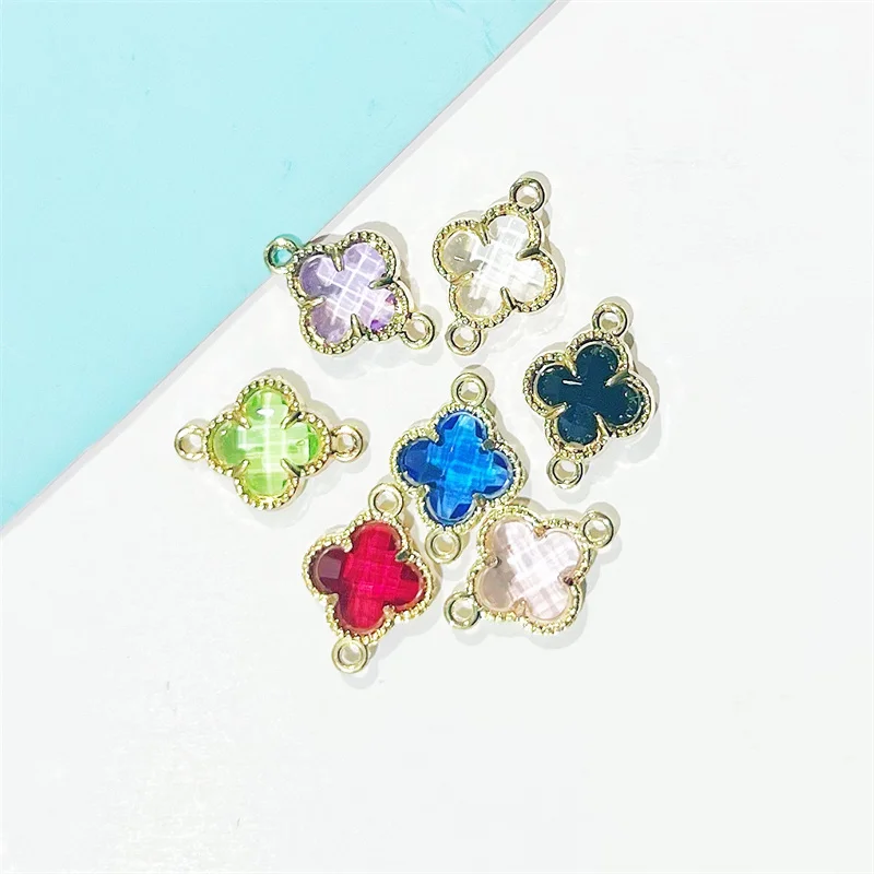 

Alloy Lucky Grass Pendant Colorful Accessories DIY Materials Classic Clover Bracelet Necklace Gift