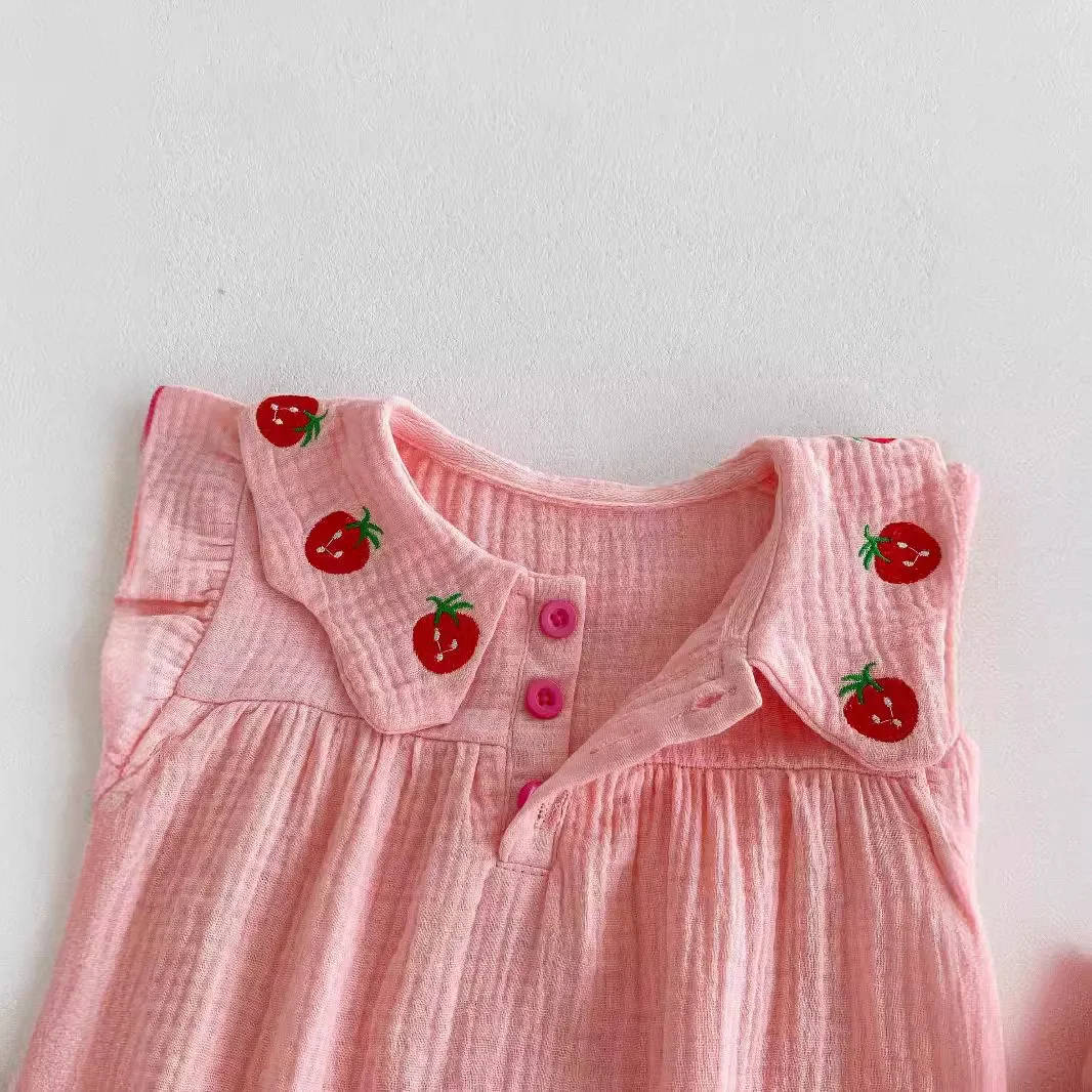 Cotton Babycrepe Princess Triangle Harem Romper Headscarf For Summer Infant Toddler Girls baby clothes