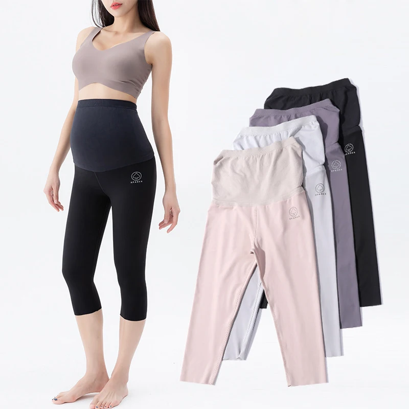 Nylon Maternity Skinny Legging Yoga Sports Casual Belly Pencil Pants Clothes for Pregnant Women Spring Pregnancy