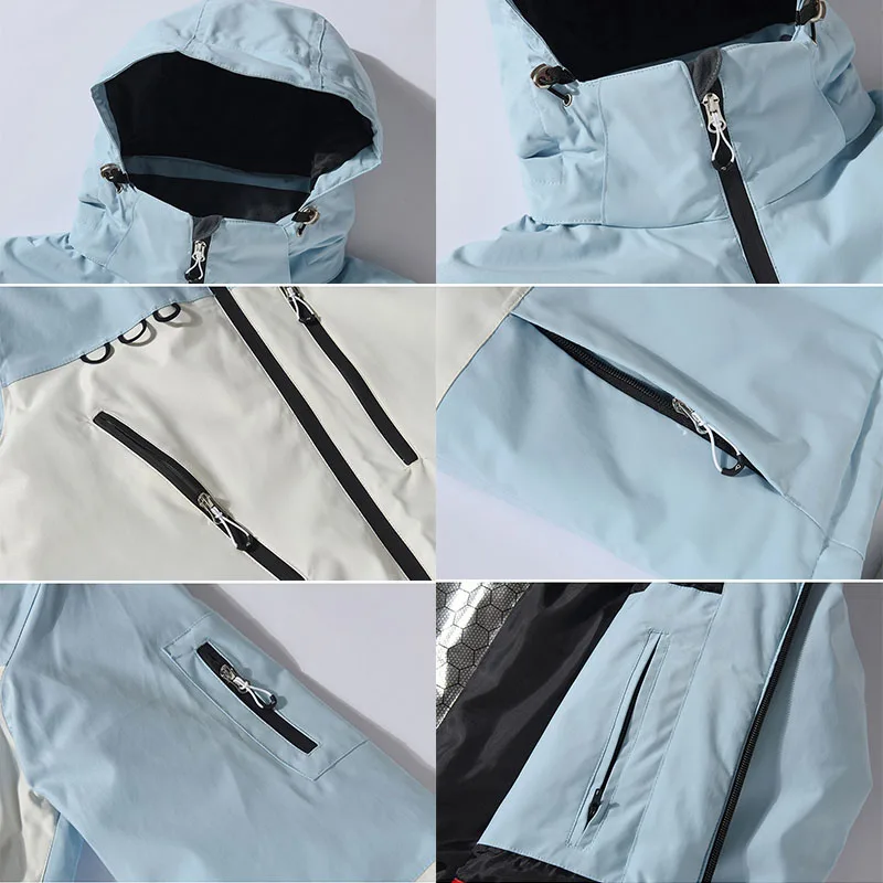 Ski Jackets for Men and Women Outdoor Windproof Waterproof Snowboarding Unisex Breathable Warm Multi-pocketed Skiing Coat