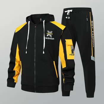 Cardigan con cerniera da uomo nuovo, pantaloni, set in due pezzi di moda di fascia alta, abbigliamento sportivo casual, set da pendolarismo stampato primaverile e autunnale 1