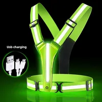 Safety reflective vest LED light adjustable light cycling vest night warning work fishing sports vest cycling equipment 1