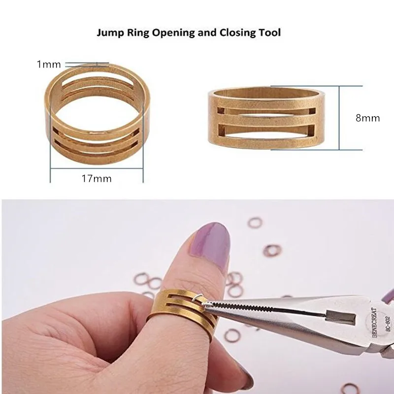 Jump ring opener closer tool, Jewelry making brass finger tool, Nickel