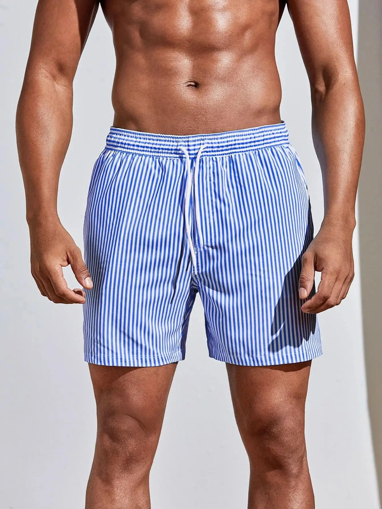 Funny 3D Stripe Print Male Shorts Summer Beach Vacation Swimming Shorts Fashion Drawstring With Pockets Gym Shorts Casual Shorts 2