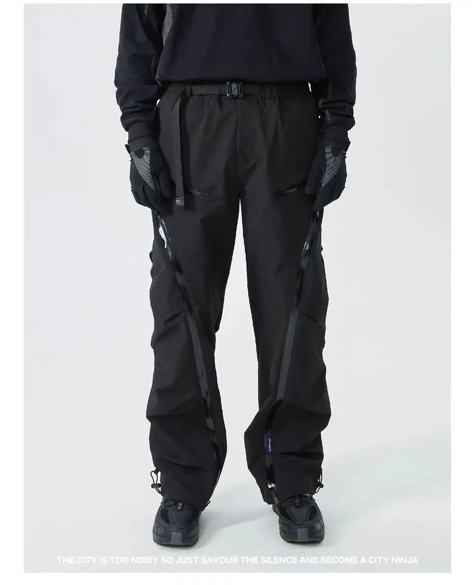 Silenstorm 24aw Outdoor straight leg soft shell pants integrated belt ykk zippers contrast color mesh techwear gorpcore