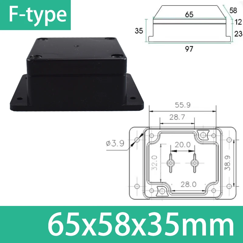 ABS Waterproof Junction Box - Black IP67 Rated Plastic Organizer Enclosure