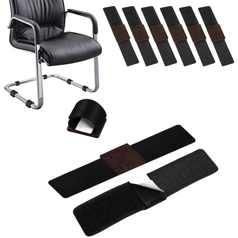 Furniture Felt Pads Wrap-Around Floor Protectors with Hook and Loop Fasteners for Hardwood Floors, 6-Pack