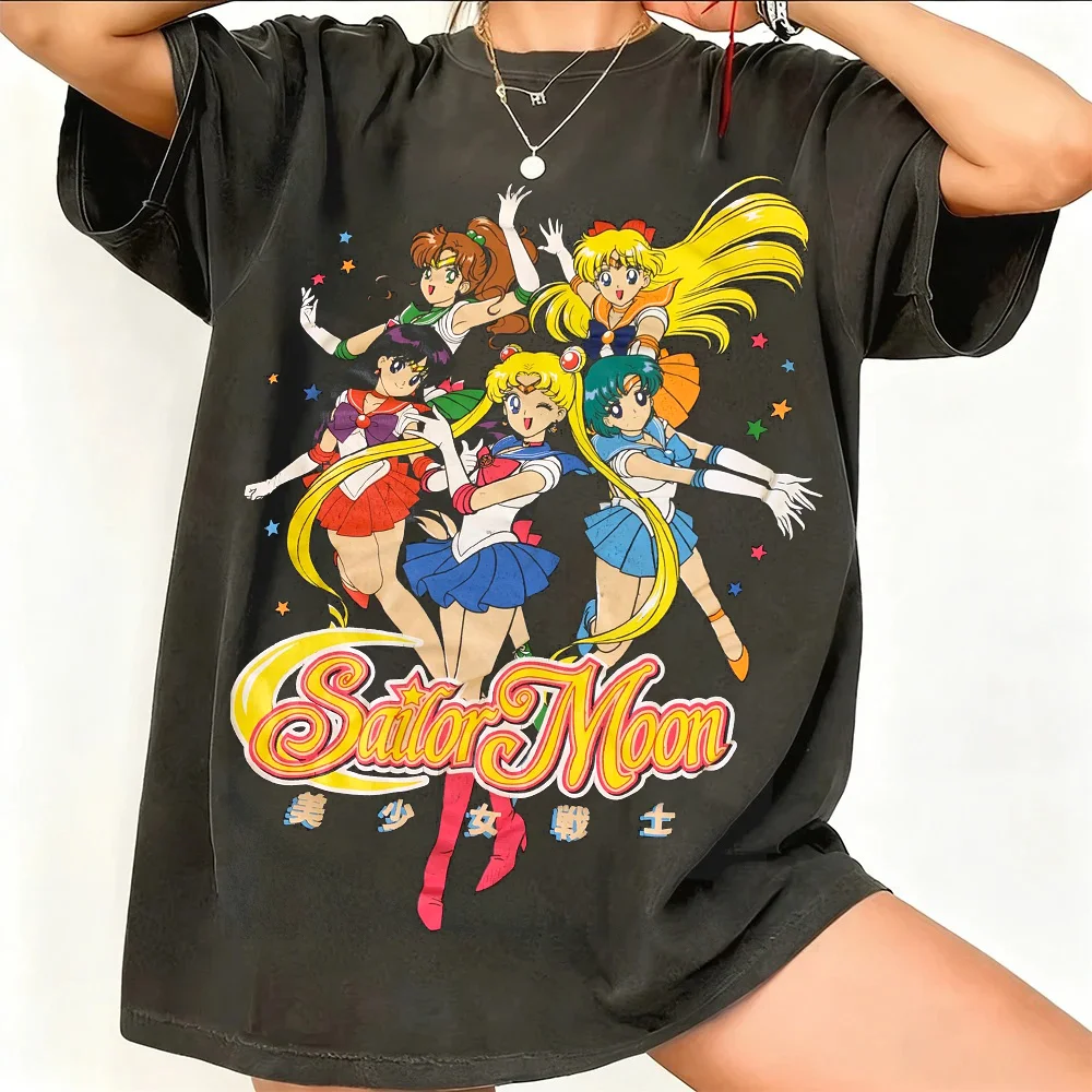 Retro 90s Anime Graphic Cotton Tee - Unisex Streetwear Casual Trend Shirt