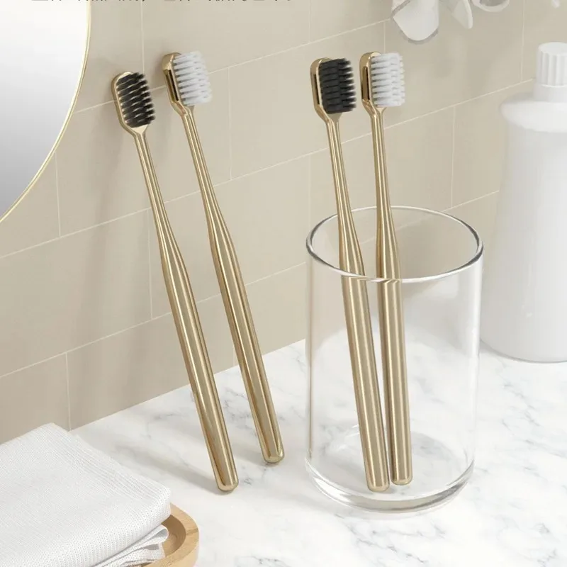 1PC Luxury Soft Toothbrush Men Women Adult Tooth Brush Gold Silver Dental Brushes Elegance Gentle Toothbrushes Drop Shipping