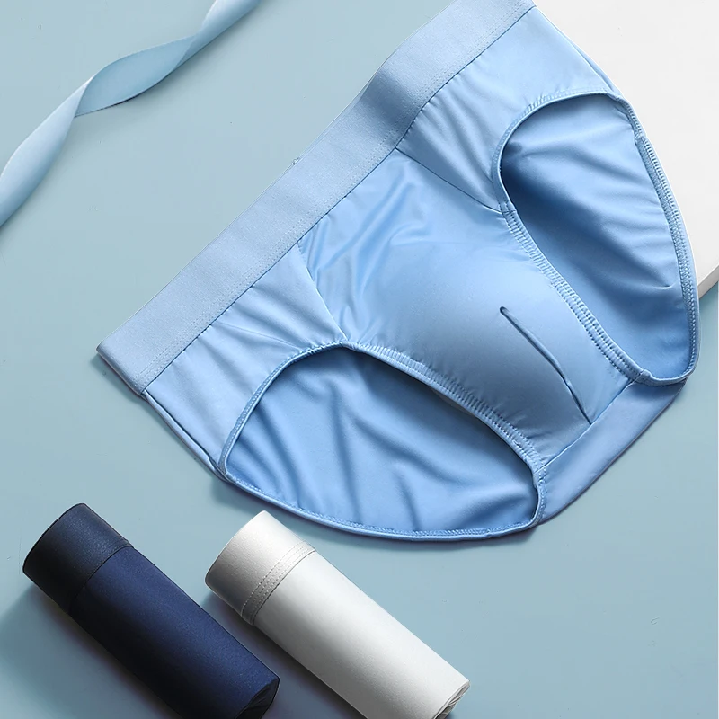 2PCSIce silk underwear, men's triangular underpants with U-shaped slits ...