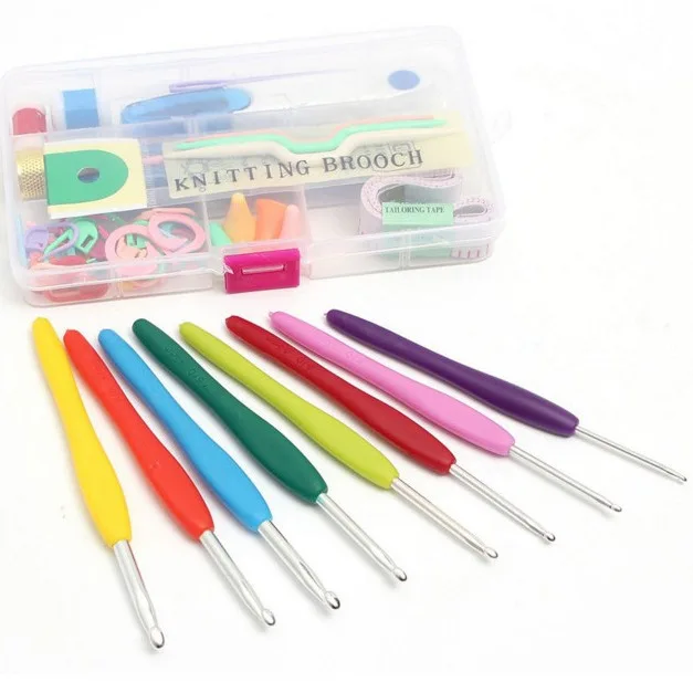 Colorful Crochet Hook Set with Plastic Stitch Markers
