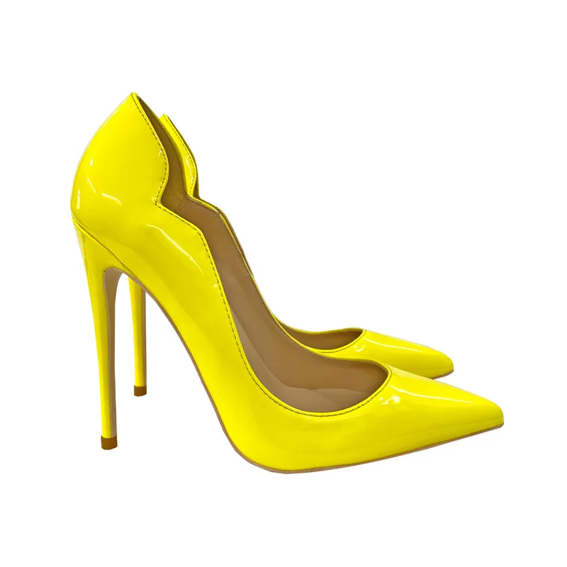 Sexy Pointed Toe 12CM Extreme High Heels Women's Sandals Party Wedding Banquet Stiletto Shoes Fashion Shallow Pumps yellow