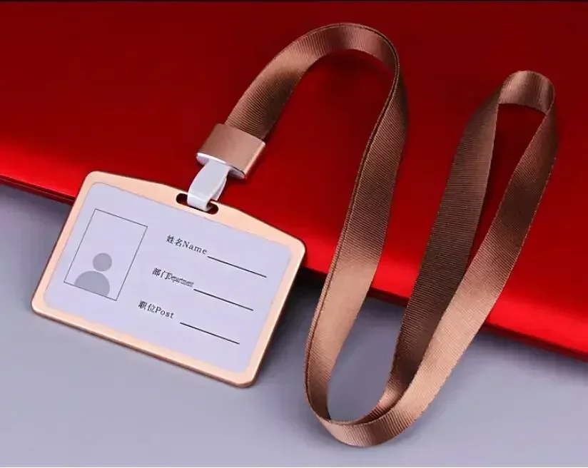 Elegant Aluminum Alloy Card Holder for Women – Business ID Badge & Credit Card Case with Lanyard