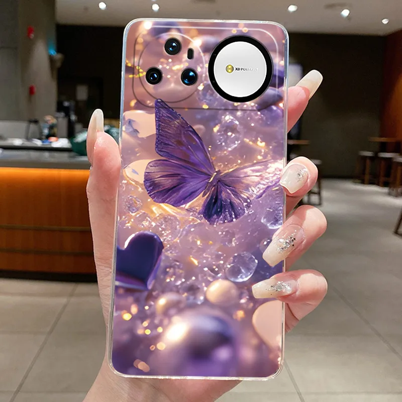 Clear Luxury Fashion Butterfly Flowers Soft TPU Phone Case