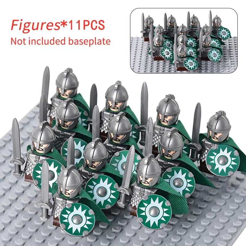 MOC Medieval Dwarf Warrior Elves Knights lotr Figures Building Blocks Accessories Armor Shield Weapon DIY Toys For Children gift 6
