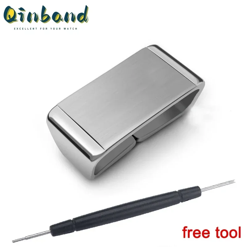 Versatile Metal Steel & Silicone Watch Band Keeper with Enhanced Loop Locker Ring Buckle