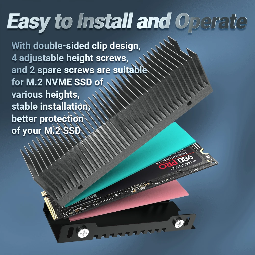 Jeyi M.2 Ssd Dissipador de Calor Heavy Duty Convectiva Dissipador de Calor de Alumínio Nvme Ngff Cooler Dissipadores de Calor Passivo com Barbatanas-godfins Gen 1 - Imagem 3