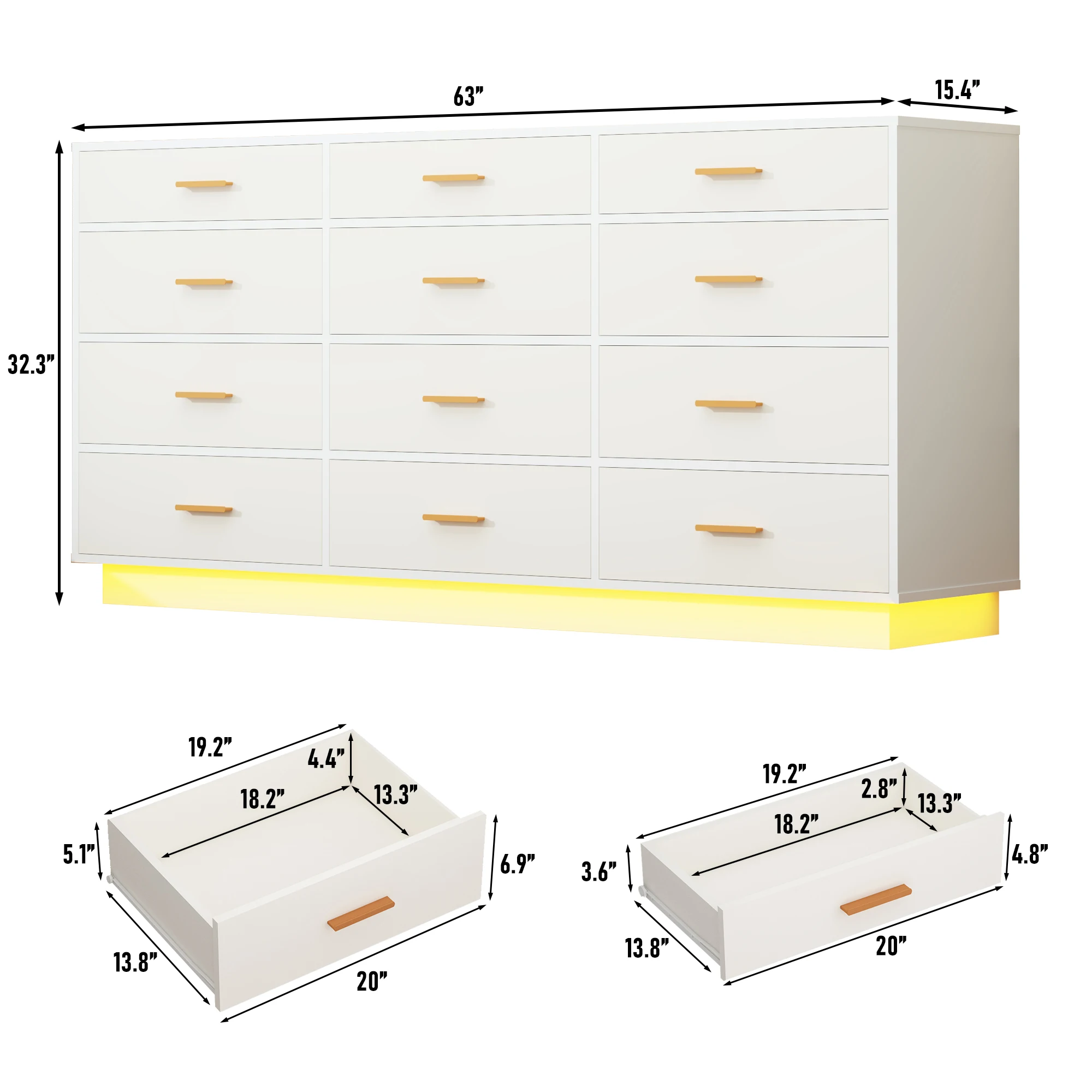 12-Drawer LED Dresser 6