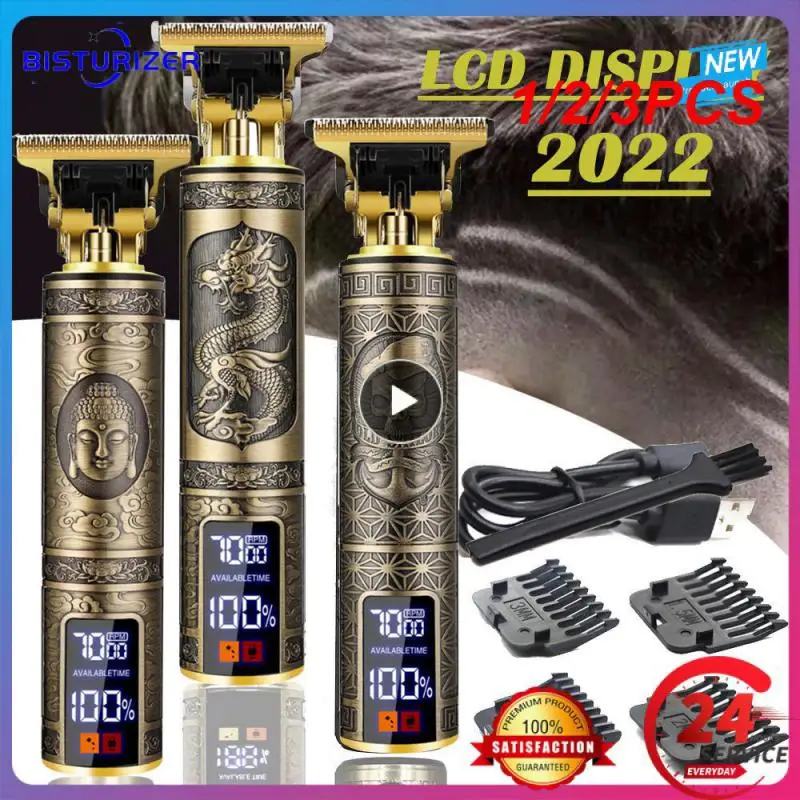 

1/2/3PCS Tondeuse Dragon Vintage T9 Cordless Professional Hair Clippers Electric Trimmers For Men Clipper hair cutting machine